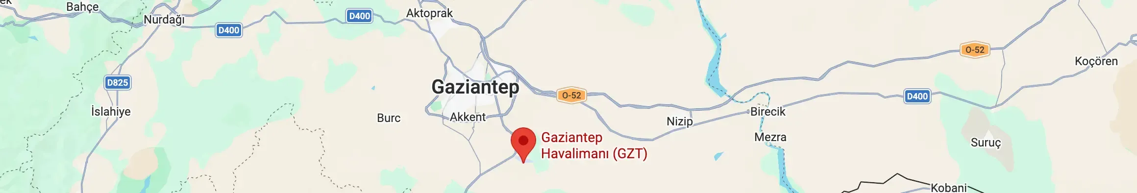 gaziantep havalimanı harita konumu