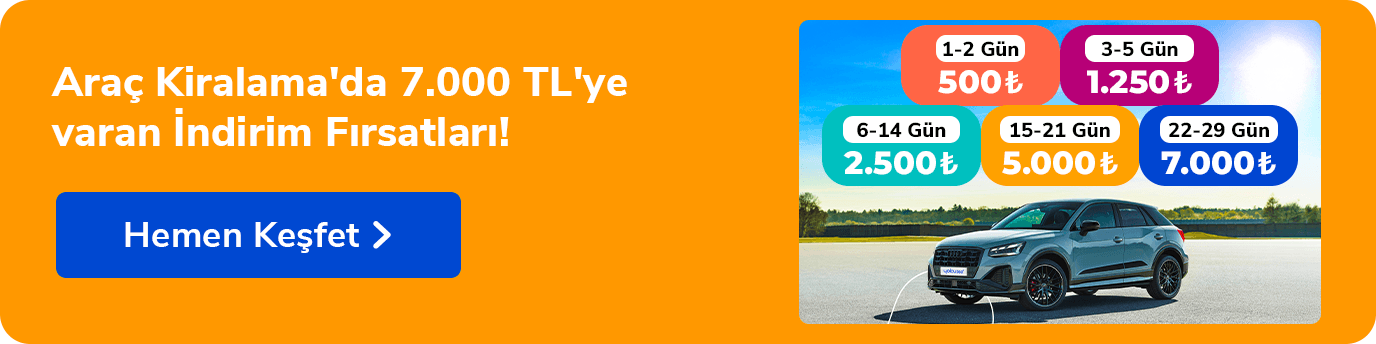 indirimli araç kiralama 500 tl, 1250 tl, 2500 tl