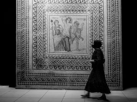 Zeugma Mozaik Müzesi'nde gezen kadın